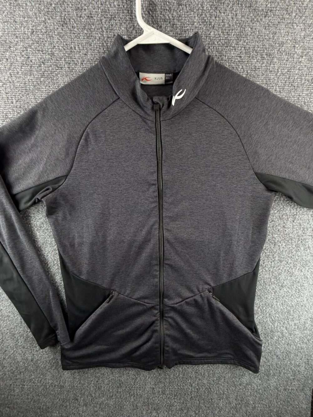 KJUS Marlene Zip Jacket Gray Logo Pockets Stretch Active Performance Large 40
